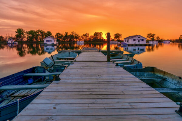 a dock with boats on it